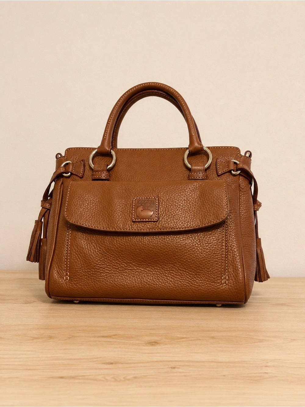 Dooney & Bourke Brown Pebbled Leather Satchel - Picture 2 of 6